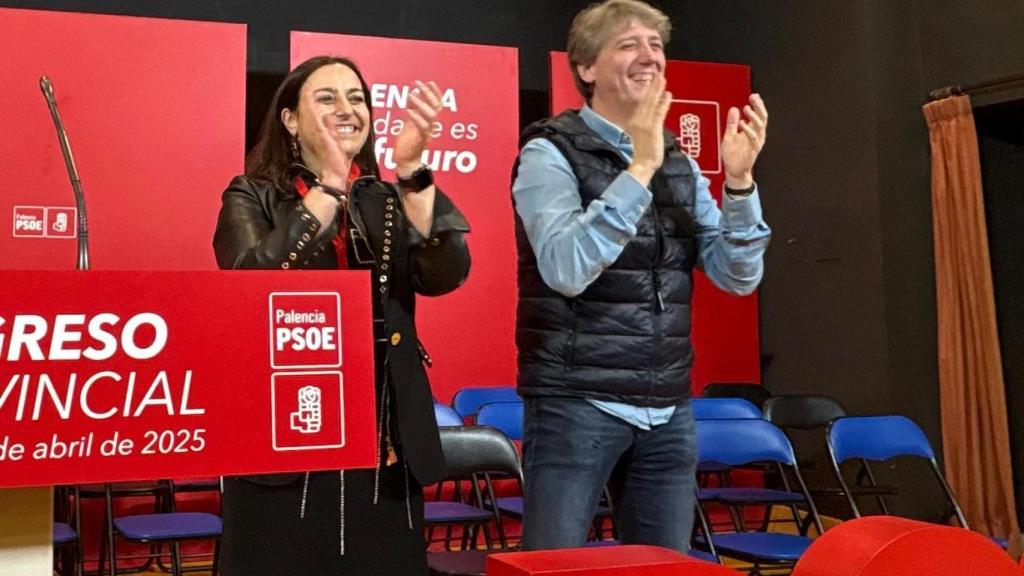 Miriam Andrés y Carlos Martínez, en el 15 Congreso Provincial del PSOE de Palencia