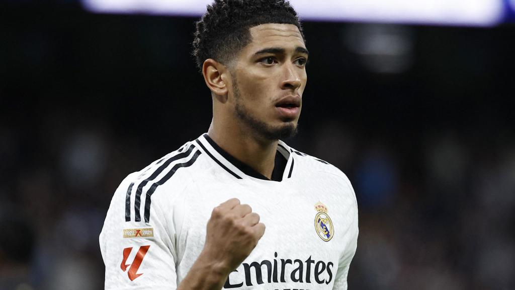 Jude Bellingham celebra el gol del Real Madrid al Valencia