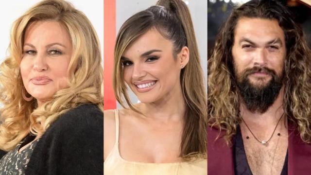 Fotomontaje de imágenes de archivo de Jennifer Coolidge, Melody y Jason Momoa.