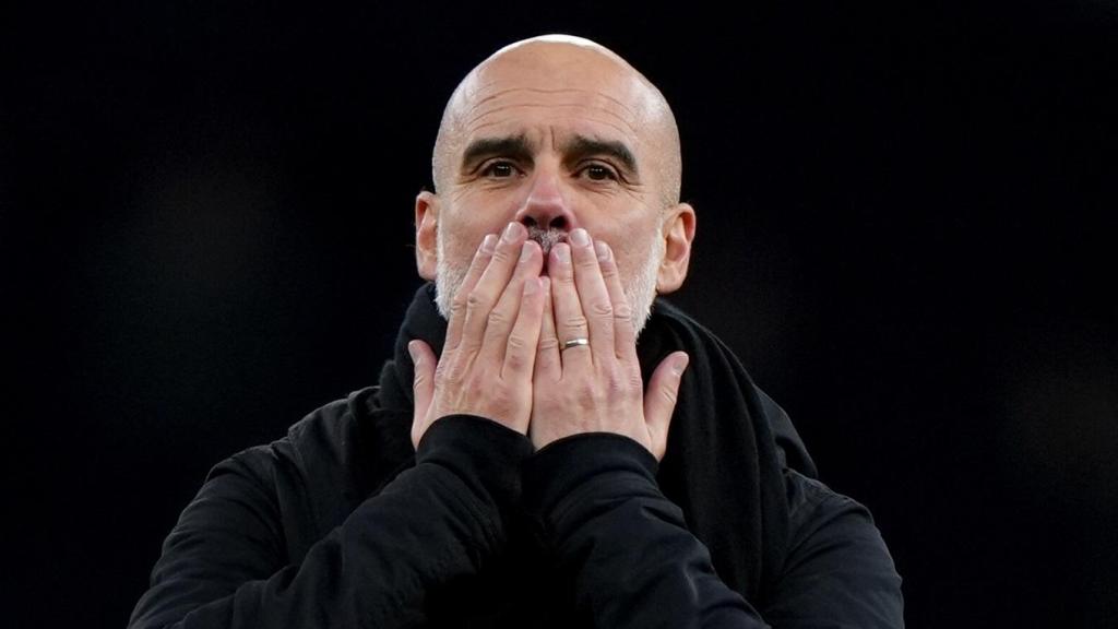 Pep Guardiola, en un partido del Manchester City