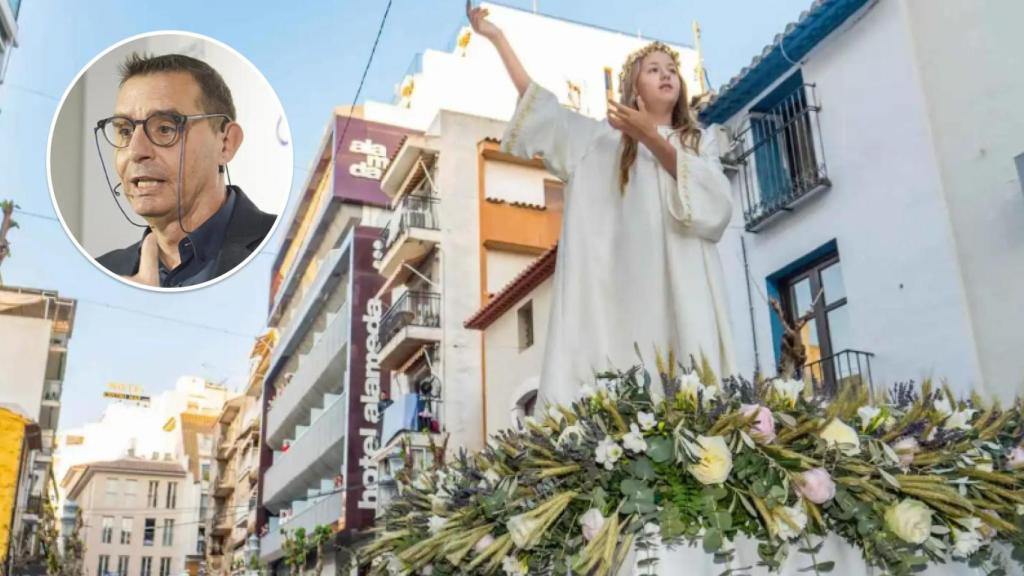 La Semana Santa de Benidorm, en una imagen de archivo, junto al meteorólogo Jorge Olcina.