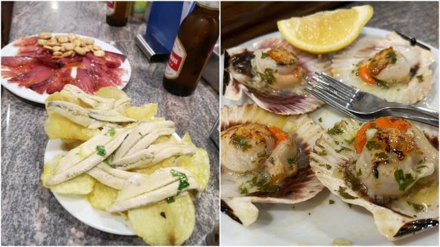 Las tapas y el marisco del bar Los Crustáceos de Madrid.