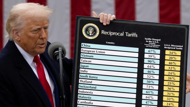 El presidente de Estados Unidos, Donald Trump, durante el anuncio de los aranceles recíprocos el pasado miércoles.