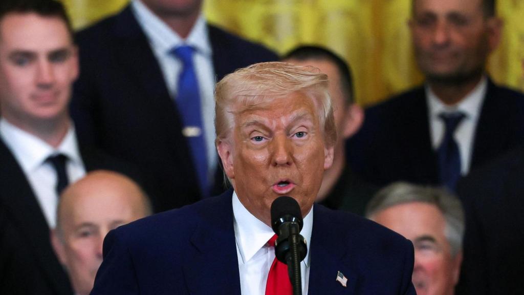 Donald Trump, presidente de los Estados Unidos, en el recibimiento a Los Angeles Dodgers.