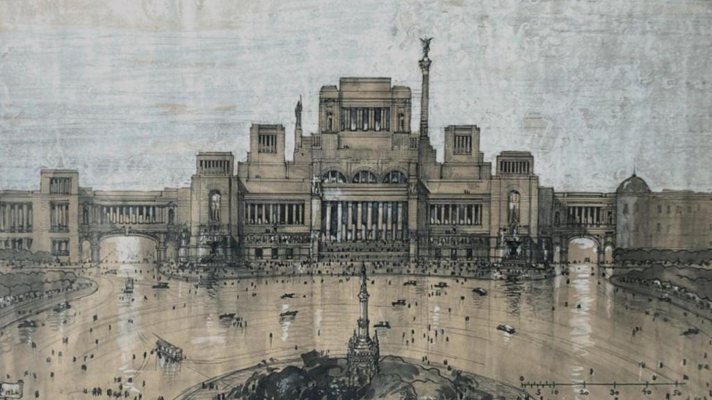 Croquis de la fachada de la plaza de Colón del Palacio de las Artes.