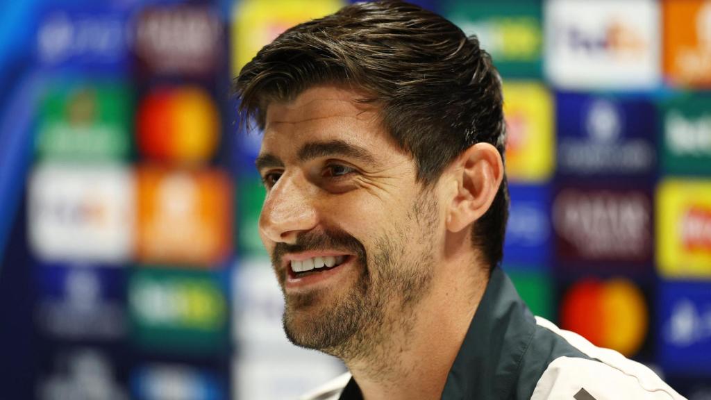 Courtois, en la rueda de prensa previa al partido contra el Arsenal.