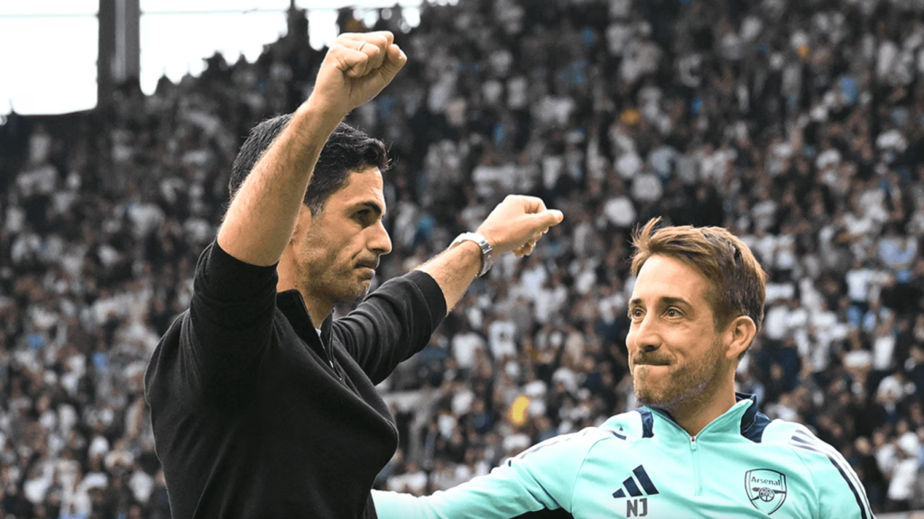 Mikel Arteta y Nicolás Jover, con el Arsenal