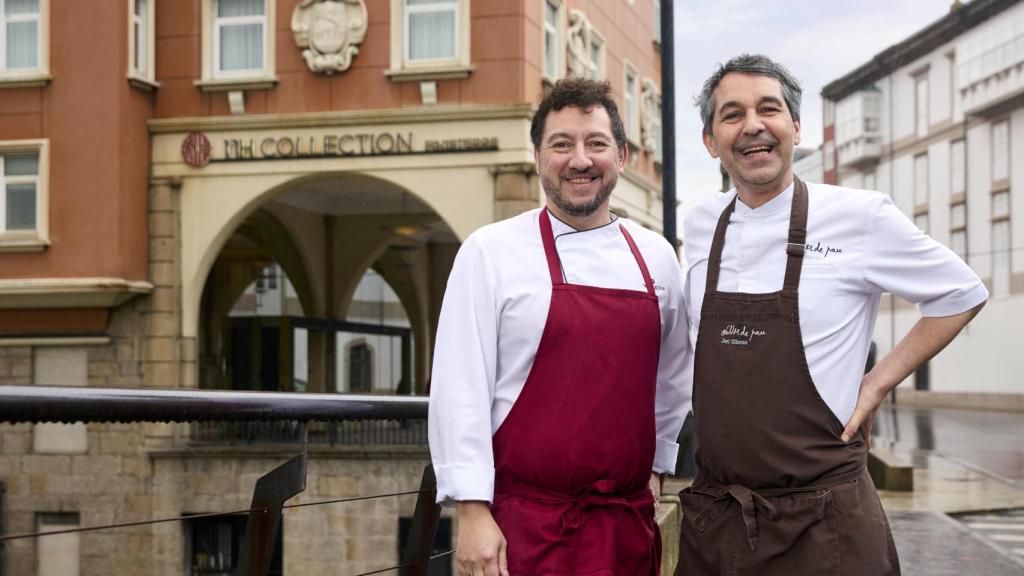 Tito Fernández, jefe de cocina del Hotel Finisterre de A Coruña , junto a Javier Olleros, de Culler de Pau.