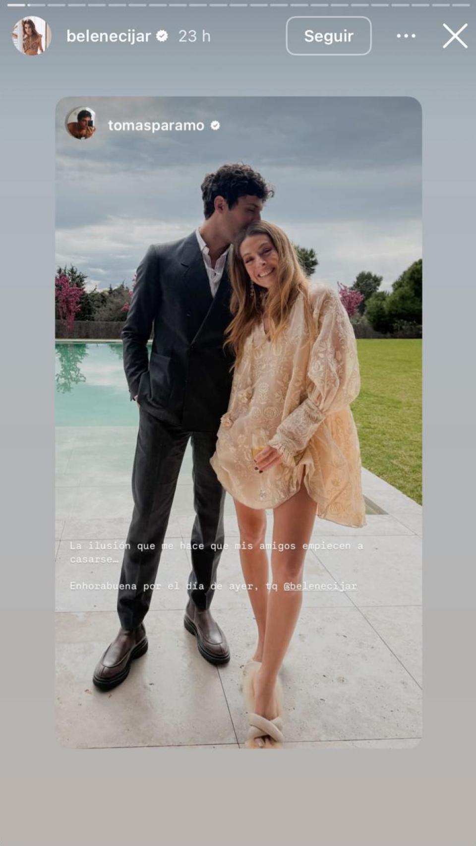 Tomás Páramo y Belén Écija en la pedida de mano de ella.