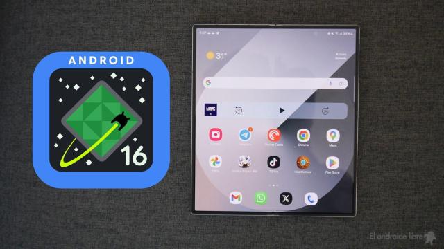 Icono de Android 16 con el Samsung Galaxy Z Fold 6