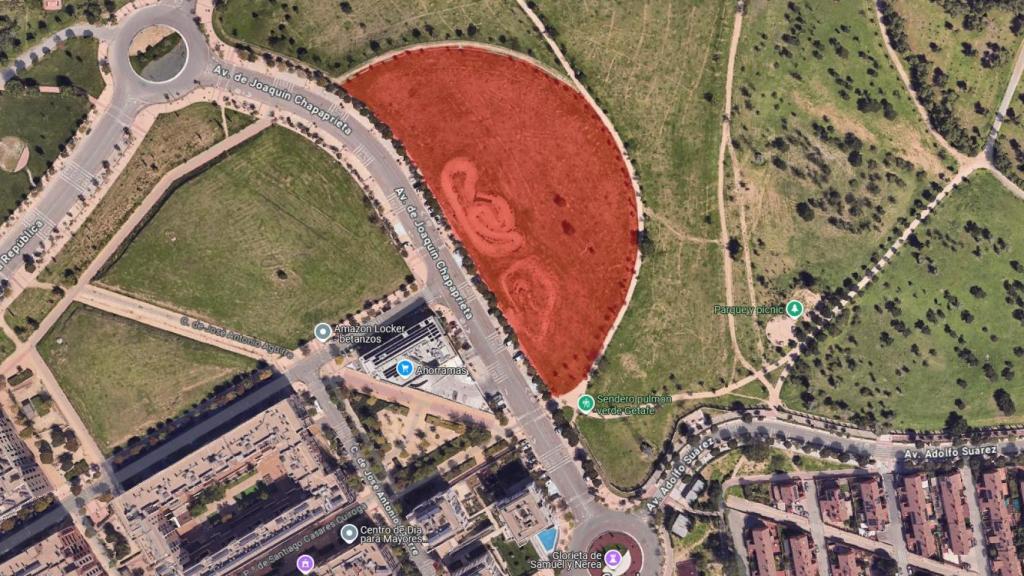 La parcela donde se ubicará el complejo deportivo en el barrio de Buenavista de Getafe.