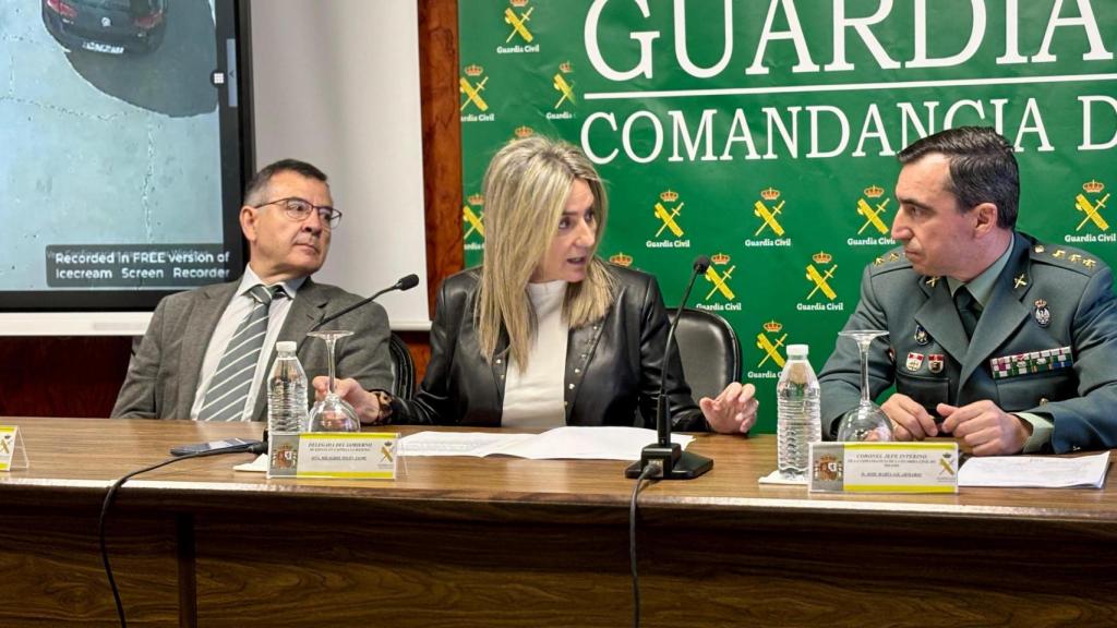 La delegada del Gobierno de España en Castilla-La Mancha, Milagros Tolón, anuncia una macro operación contra la droga en la provincia de Toledo.