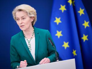La presidenta Ursula von der Leyen, durante una de sus últimas comparecencias de prensa