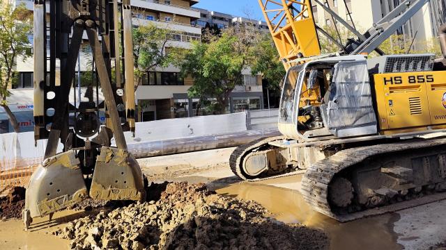 Imagen de las obras del Metro de Málaga en la calle Hilera.