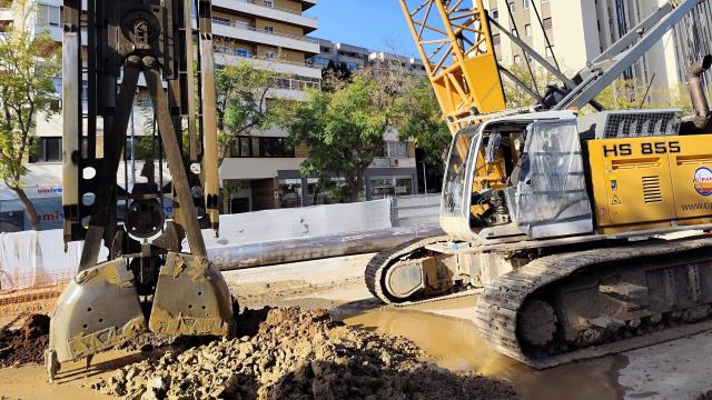Imagen de las obras del Metro de Málaga en la calle Hilera.