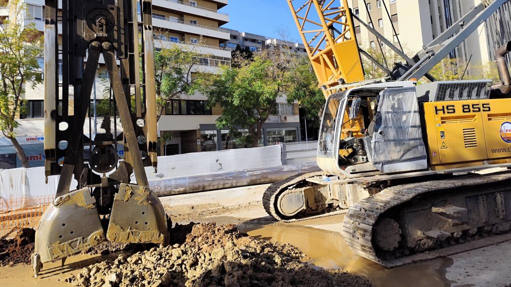 Imagen de las obras del Metro de Málaga en la calle Hilera.