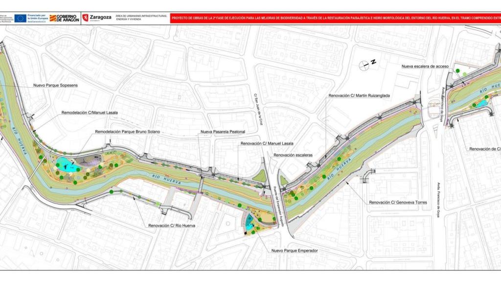 Plano del tramo 1 de la fase dos que va del puente de Blasco del Cacho a Gran Vía.
