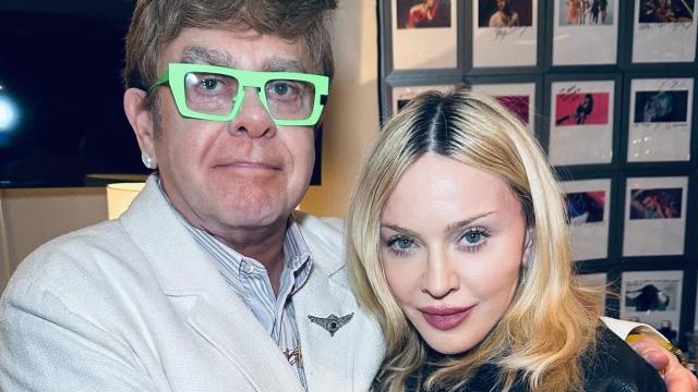 Madonna y Elton John en una fotografía reciente publicada por la cantante.