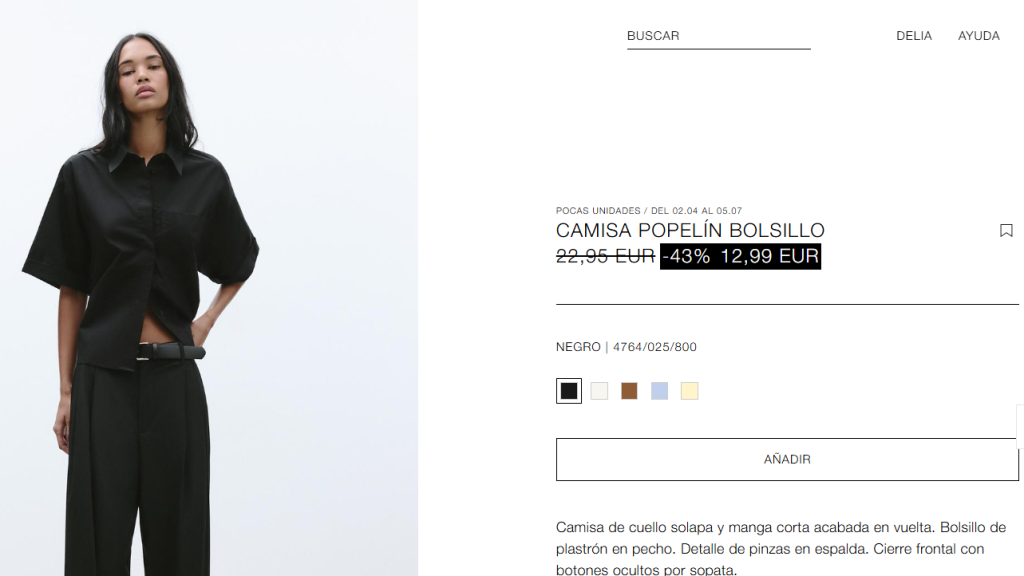 Camisa popelín. Ref. 4764/025/800