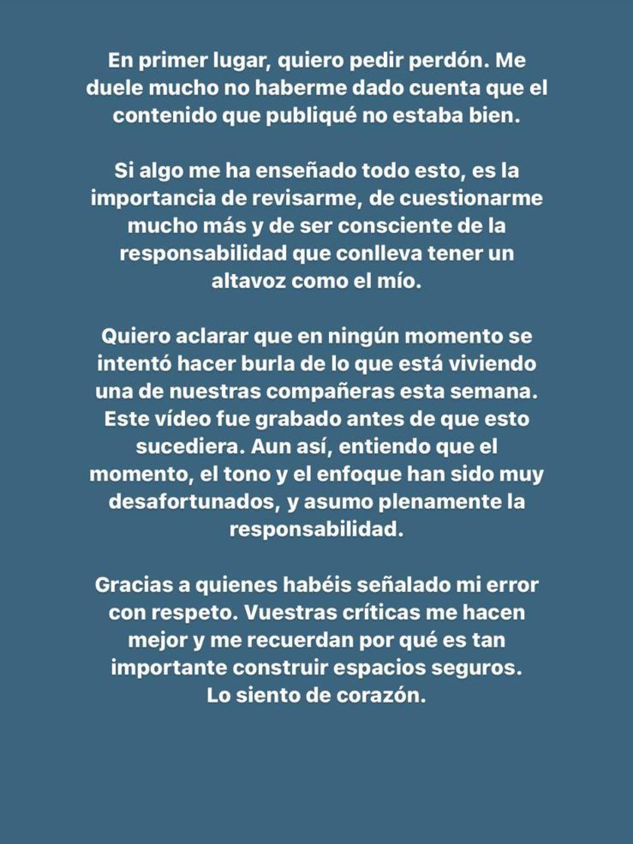 Publicación de Elena Gortari en Instagram.