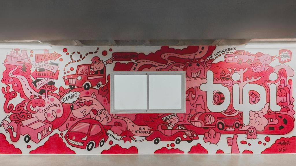 Mural de Moñux en la nueva sede de Bipi en Madrid. Foto: Bipi