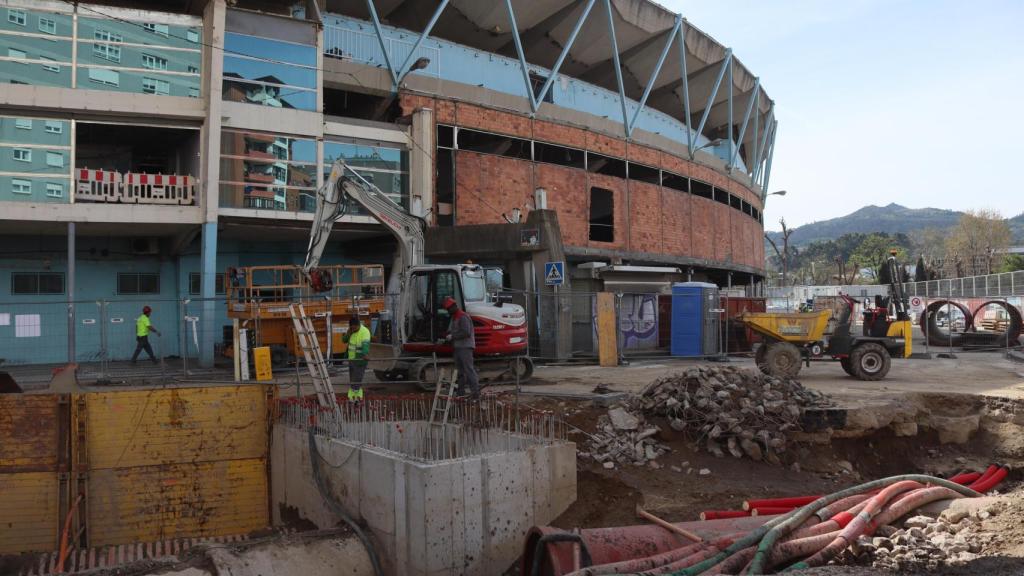 Imagen de las obras de la grada de Gol del estadio de Balaídos, en Vigo