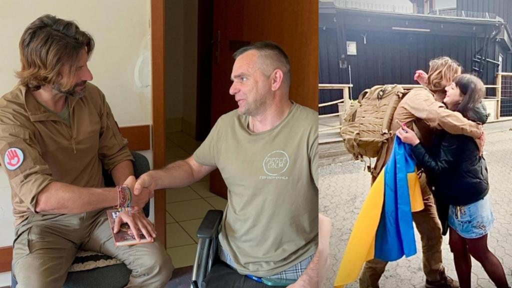 Jorge Aranda, en dos de sus misiones como osteópata voluntario a Ucrania.