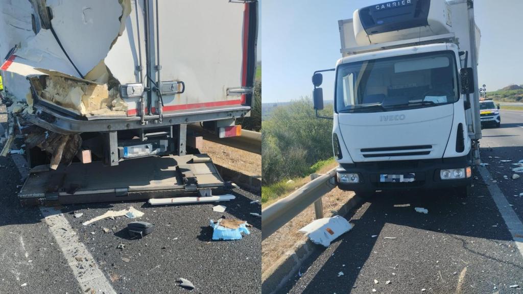 Estado de los dos camiones tras el suceso