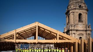 Imagen del avance de los trabajos del nuevo tejado de la Catedral de Málaga.
