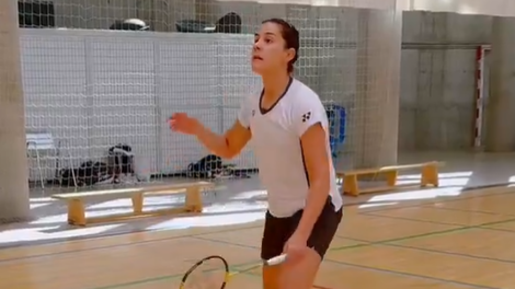 Captura de redes sociales del entrenamiento de Carolina Marín.