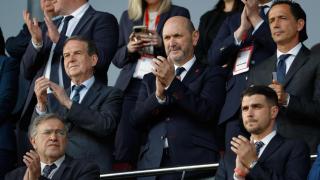 Abel Caballero, alcalde de Vigo, y Rafael Louzán, presidente de la RFEF, juntos en Balaídos.