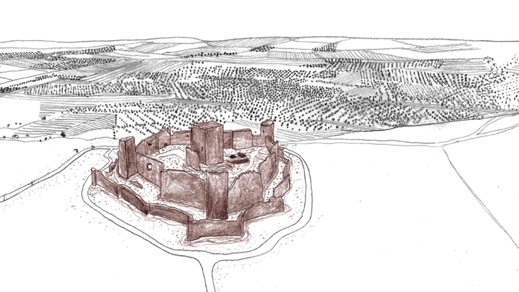 El castillo de Almonacid se erige en un cerro de 800 metros de altitud.