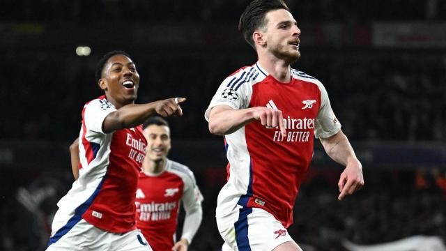 Declan Rice celebra uno de sus goles ante el Real Madrid.