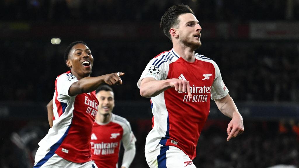 Declan Rice celebra uno de sus goles ante el Real Madrid.