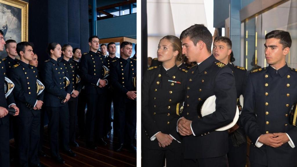 La Princesa y sus compañeros, en la escuela naval Arturo Prat.