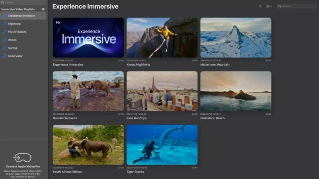 La aplicación Apple Immersive Video Utility para Mac.