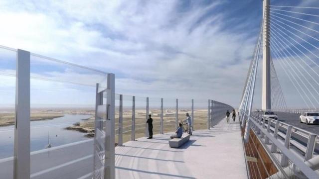 Proyección del puente de la SE-40 sobre el Guadalquivir.