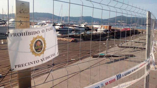 Parte del muelle de Vigo que colapsó en agosto de 2018 durante la celebración de un concierto del festival O Marisquiño, provocando más de 400 heridos