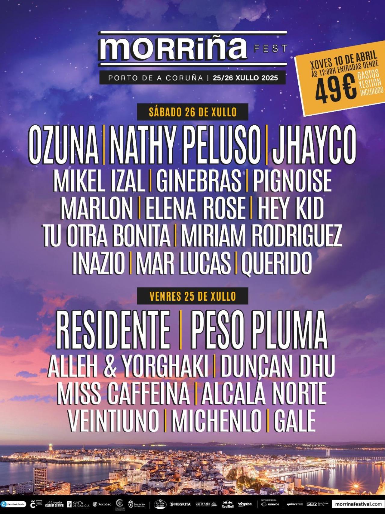 Cartel por días de Morriña Festival 2025.