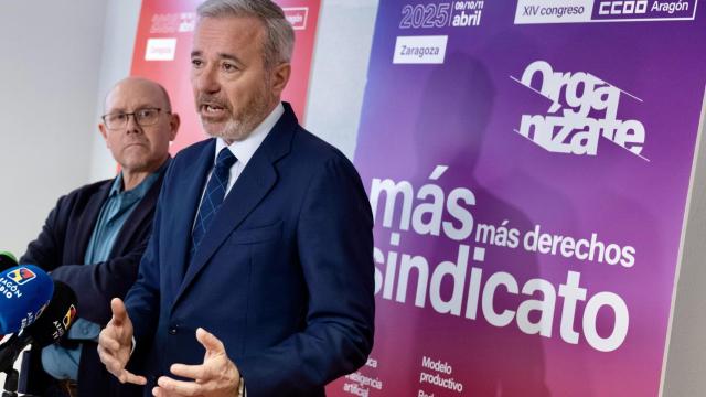 Azcón, este miércoles en un acto de CCOO