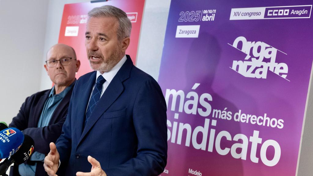 Azcón, este miércoles en un acto de CCOO