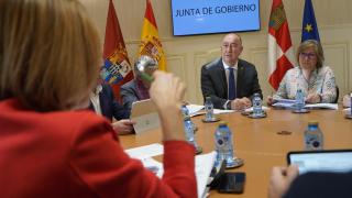 El presidente de la Diputación de Segovia, Miguel Ángel de Vicente, durante la Junta de Gobierno de este miércoles