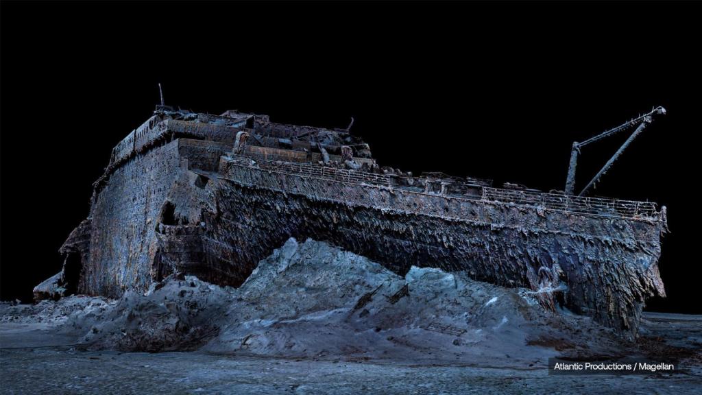 Imagen del escaneo 3D del Titanic, realizado a partir de 700.000 fotografías tomadas por robots sumergibles. Foto: Atlantic Productions/Magellan