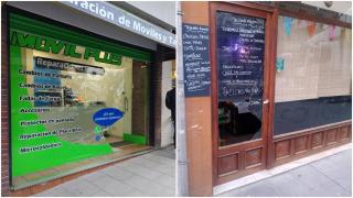 Dos de los escaparates violentados esta madrugada.