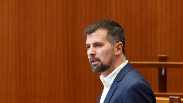 El portavoz del Grupo Socialista, Luis Tudanca, durante un pleno de las Cortes de Castilla y León