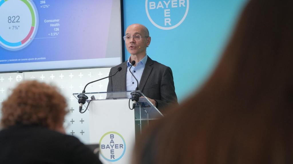 Jordi Sánchez, CEO de Bayer España, durante la presentación de resultados de la filial.