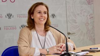 La concejal Loreto Molina durante la rueda de prensa en el Ayuntamiento de Toledo