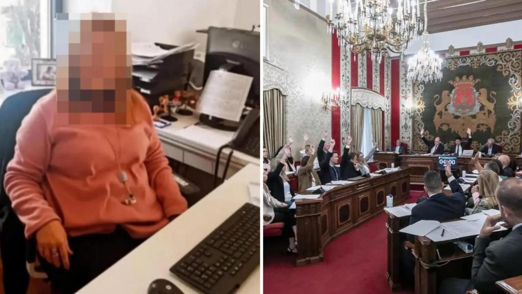 A la izquierda, la presunta maltratadora Concha en el Ayuntamiento.
