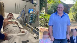 David Morrison en el hospital y con su familia.