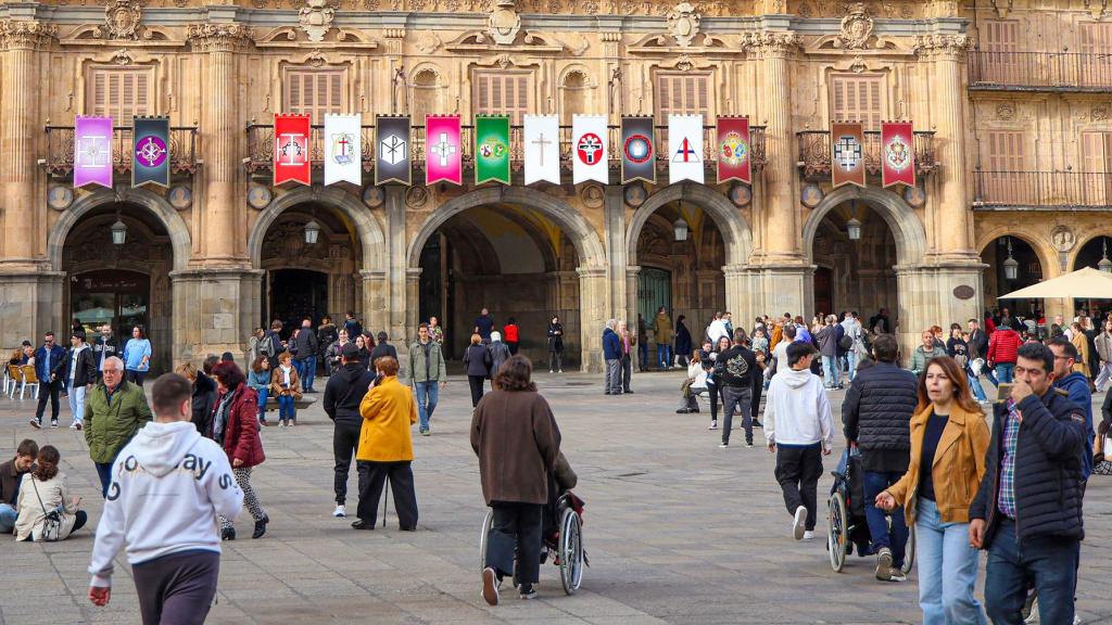 Plaza Mayor de Salamanca durante la Semana Santa